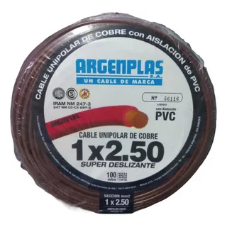 Cable Unipolar Argenplas Unipolar 1x2,5mm 1x2.5mm² Marrón X 100m En Rollo