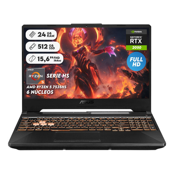 Portátil Gamer Asus Tuf R5 7535h Ram 24gb Ssd 512 + Grafica