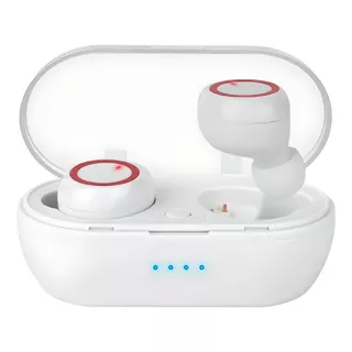 Fone De Ouvido In-ear Sem Fio Kapbom Ka-799 Branco E Vermelho Com Luz Led