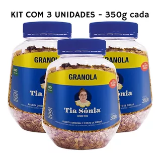 Kit 3 Granola Tia Sônia Tradicional Castanha Coco Três Potes De 350g