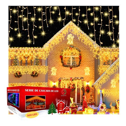 Luces de navidad y decorativas Dosyu dy-ice300l-csc 6m de largo 110V - 120V - blanco cálido con cable transparente