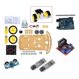 Kit Seguidor De Linea Completo Chasis De 3 Ruedas Arduino