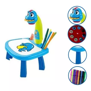 Mesa Infantil Com Refletor Projetor Para Desenhar Azul