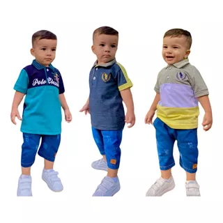 Kit 3 Camisas Polo Infantil Menino Blusa Roupa Criança