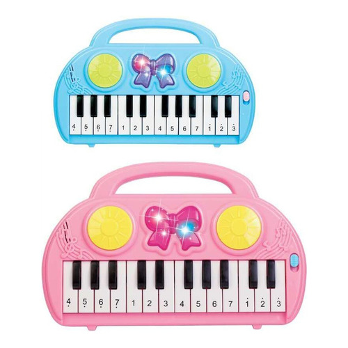 Piano Infantil Musical Con Sonido Luz 24cm Niños- Del Tomate Color Celeste