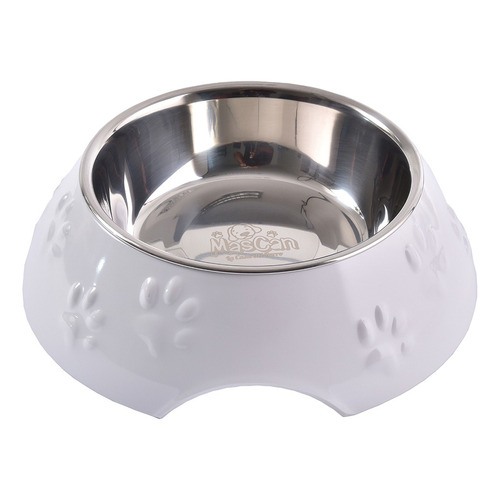 Plato Huellitas Blanco Para Perro S Mascan