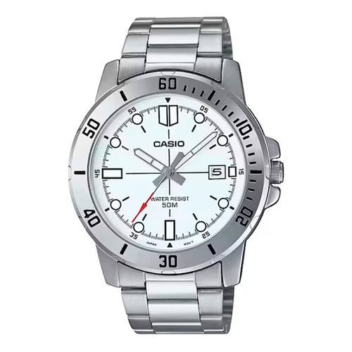 Reloj Para Hombre Casio Mtp-vd01d-7evcf En Acero Inoxidable Color de la correa Plateado Color del bisel Plateado Color del fondo Blanco