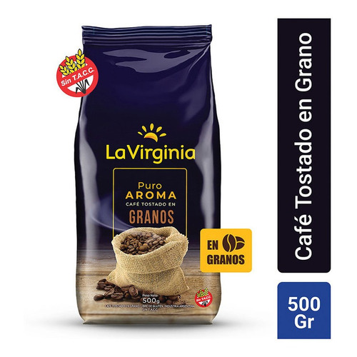 La Virginia Cafe Tostado Grano Puro Aroma X 500 Gr