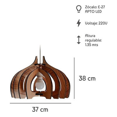 Lampara Colgante Maui Mini Madera Mdf Paraíso 1011 Ad