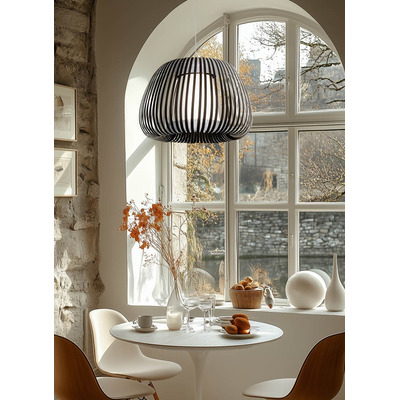 Colgante Tambon M Negro 50cm Con Difusor Apto Led E27