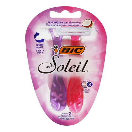 Rastrillos Desechables Bic Soleil Rosa-morado 2 Piezas