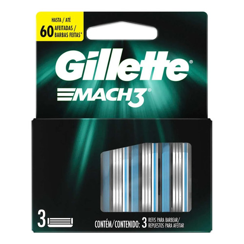 Repuestos De Afeitar Extra Lubricación Gillette Mach3+ 3 Un