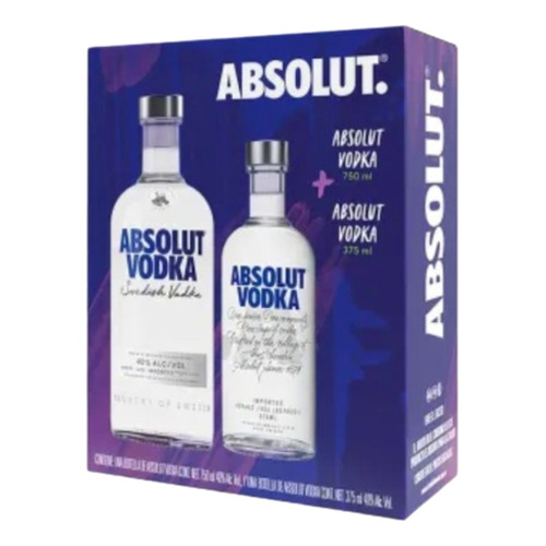 Vodka Absolut Blue 750 Ml + 375 Ml Sabor Original