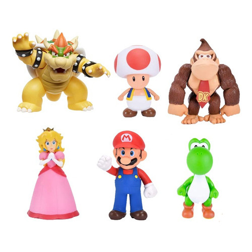 Set 6 Figuras Super Mario Bros Personajes Jueguete Coleccion
