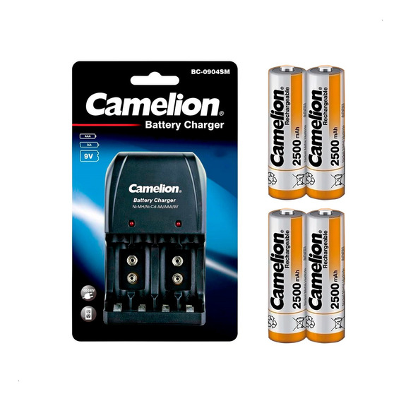 Cargador Pilas Aa Aaa 9v Recarcable 4 Und Pila Aa 2500 Mah 