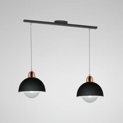 Lampara Colgante 2 Luces 20cm Geo Moderna Apto Led Negro