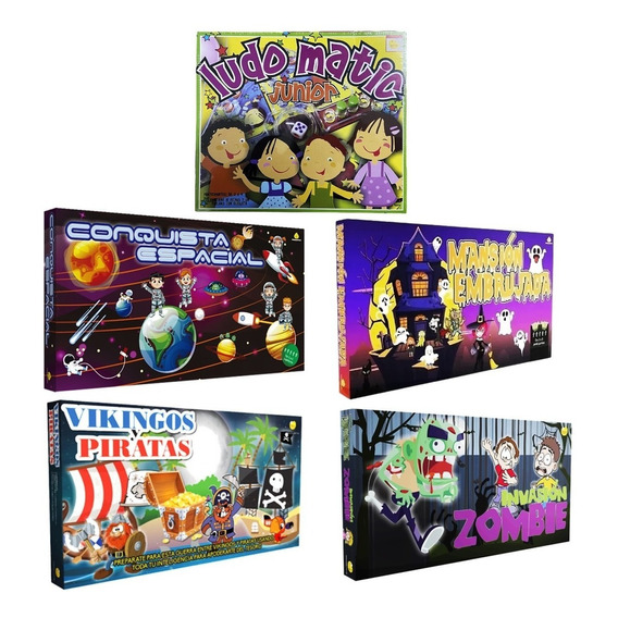 Combo X5 Juegos Mesa Ludo Matic Pirata Zombie Infantil Niño