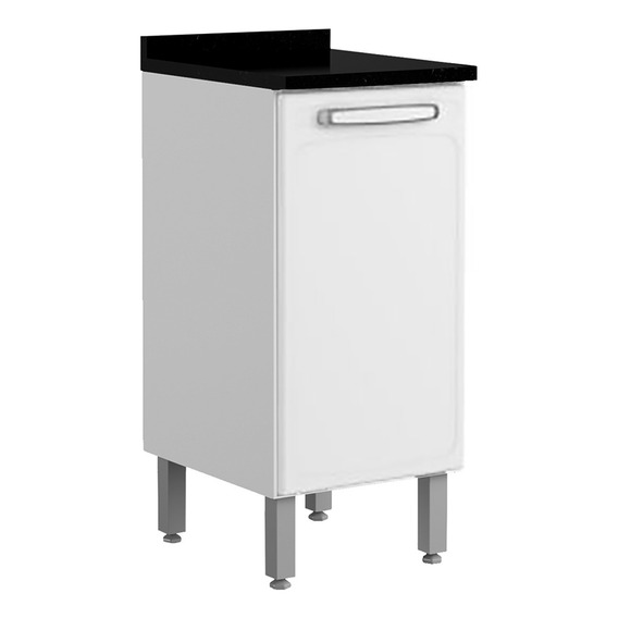 Mueble Inferior De Cocina En Acero 40cm 1 Puerta Blanco