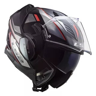 Casco Abatible Modular Ls2 Ff900 Valiant 2 180º Hub Ng Cromo Color Negro Tamaño Del Casco S