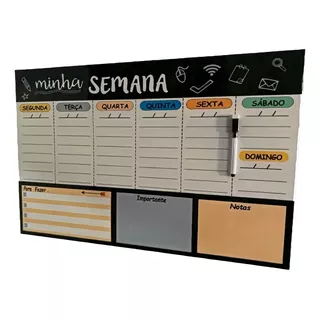 Quadro Organizador Semanal Lousa Lembretes E Avisos + Brinde