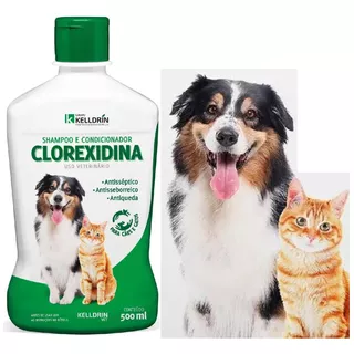 Shampoo E Condicionador Dermatite Clorexidina  Cães Gatos  Fragrância Suave