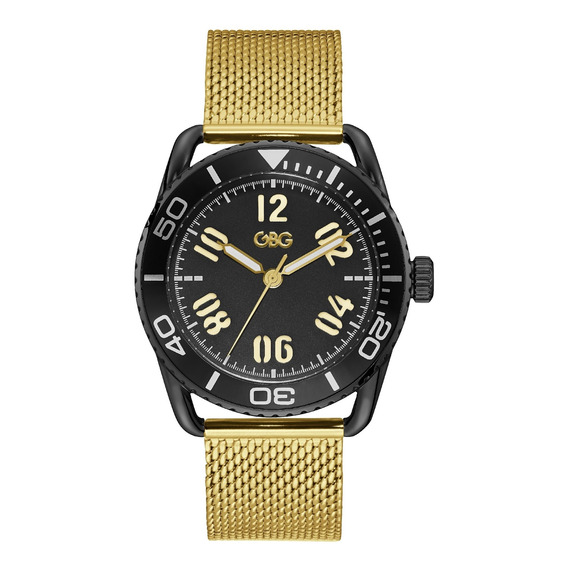 Reloj Guess Hombre G By Guess Negro Casual G11955g1 Color de la correa Dorado