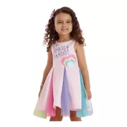 Vestido Infantil Rosa Com Tule Mon Sucré Color Fun 19018