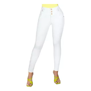 Jeans Mujer Pantalón Colombiano Mezclilla Strech Push Up P63