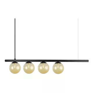 Lustre Pendente Figo Preto - 4 Globos Esfera De Vidro Ambar Cor Preto Com Vidro Âmbar 110v/220v