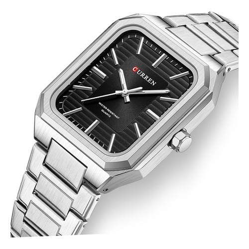 Relojes Impermeables Clásicos De Acero Inoxidable Curren Squ Color Del Fondo Silver Black