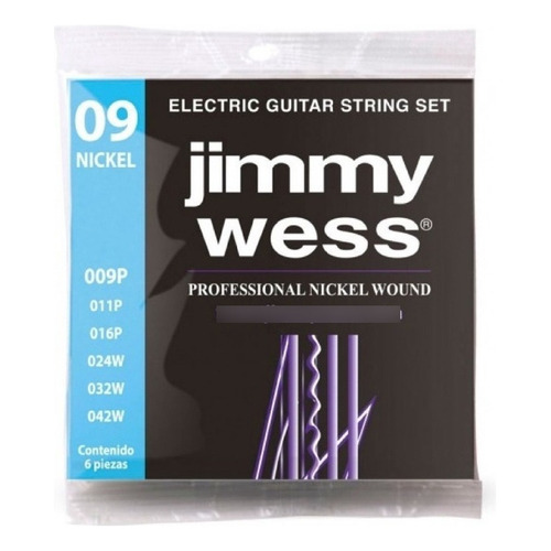 Jimmy Wess Wn1009 Encordadura Guitarra Electrica Niquel 9/42