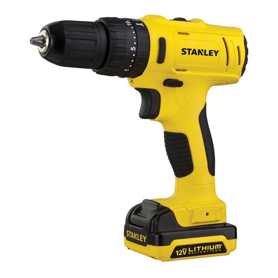 Taladro percutor atornillador inalámbrico de 10mm Stanley SCH12S2K 12V + accesorio con maletín de transporte 220V