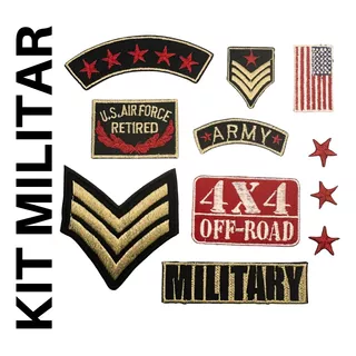 Aplique Patch Militar Bordado Termocolante Kit 10 Unidades