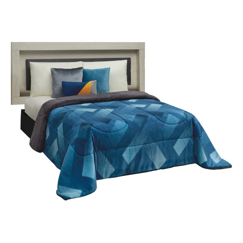 Cobertor Con Borrega Matrimonial Azul Térmico Citrino Diseño de la tela Geométrico