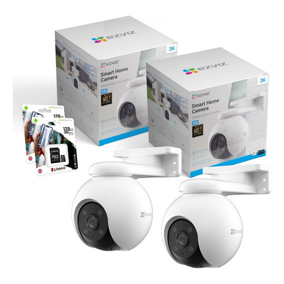 Kit 2 Cámaras Seguridad Ip Ezviz Exterior Wifi 360 3k +128gb