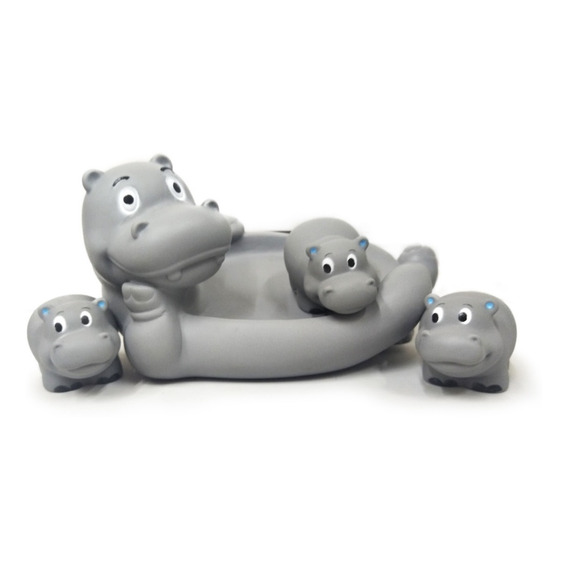 Bf Toys Familia De Hipopótamos De Hule Para La Bañera 4 Pz