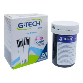50 Tiras De Teste Glicemia Para   Aparelho G-tech Vita    Cor Branco