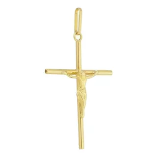 Pingente Crucifixo Palito Com Cristo De Ouro 18k 750 