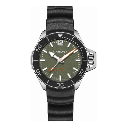 Reloj Hamilton Khaki Navy Frogman Automatic H77455360 Color de la malla Negro Color del bisel Negro Color del fondo Verde