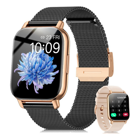 Reloj Inteligente Mujer Deporte Bluetooth Call Oro Negro 1.9