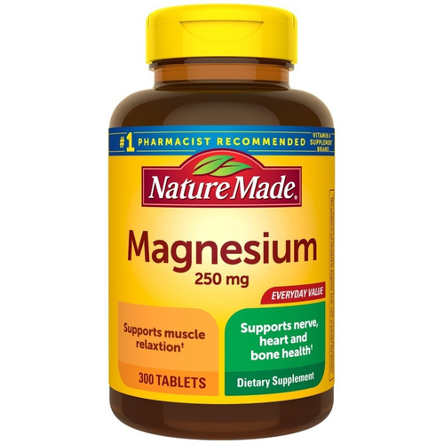 Magnesio Magnesium 250mg Suplemento 300 Tabletas Nature Made Sabor Sin Sabor