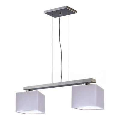 Colgante 2 Luces Acero Platil Pantallas Cuadradas Apto Led