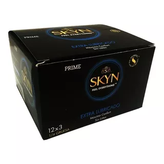 Preservativos Prime Skyn Extra Lubricado 12 Cajitas X 3 (36u) Sin Látex