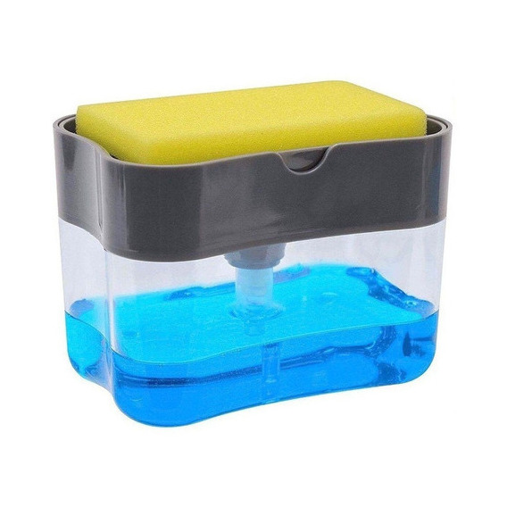 Dispensador De Jabon Liquido Lavaplatos Con Esponja Cocina Color Transparente