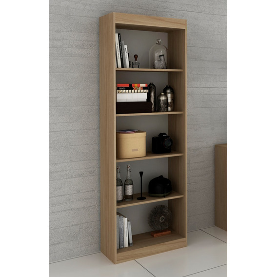 Biblioteca Muebles Web Biblioteca Simple Color Almendra/blanco 181cm X 60cm X 30cm Con 5 Estantes