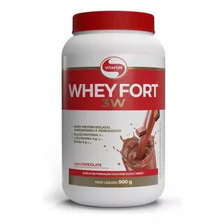Whey Fort 3w Vitafor Proteina Em Po Sabor Chocolate. Em Pote De 900g