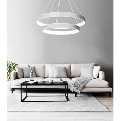 Colgante Led 158w Saturno Doble Xl 60/80cm Aluminio Moderno