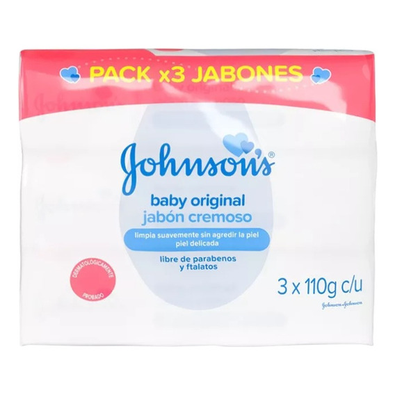 Jabón En Barra Johnsons Baby Cremoso Piel Delicada 110g X3