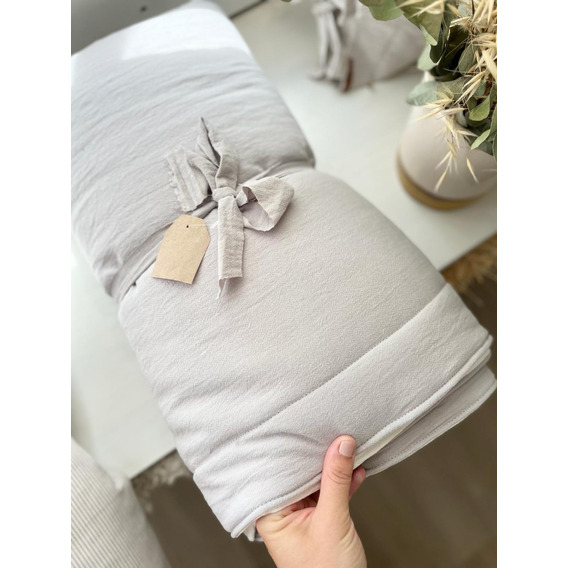 Cobertor Para Asiento De Sillon (pillow) Gris Y Natural