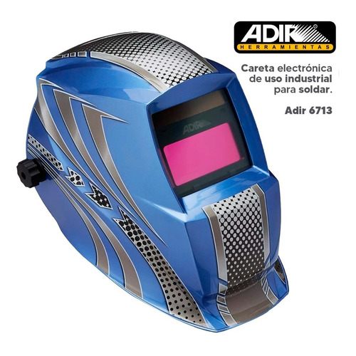 Careta Electrónica Soldar Automática Azul Con Gris Adir 6713